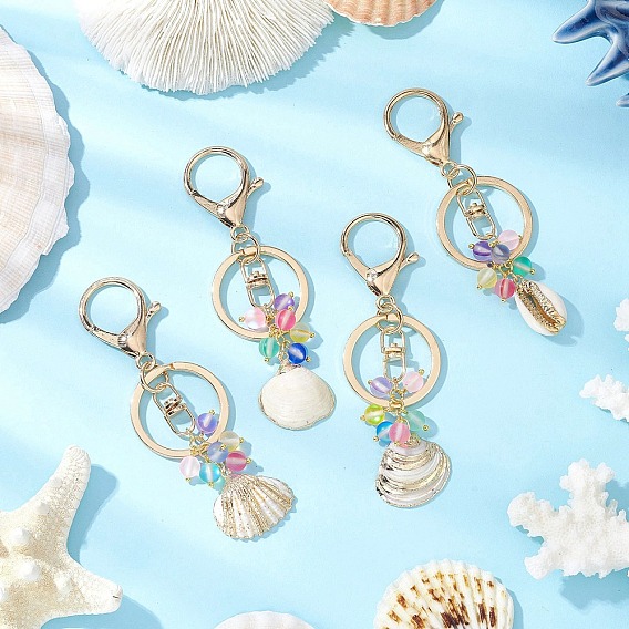 4шт. брелки из сплава, с синтетическим лунным камнем