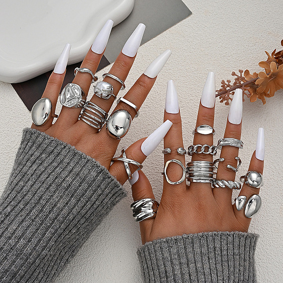 Alloy Cuff Open Rings Sets for Women