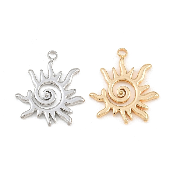 304 Stainless Steel Pendants, Spiral Sun Charms