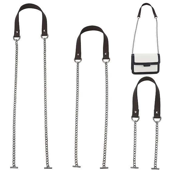 3 шт 3 стили ремни для сумок из искусственной кожи, с цепочкой из цинкового сплава и Т-образными застежками