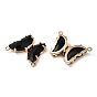 Brass Pave Faceted Glass Connector Charms, Golden Tone Butterfly Links