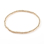 Glass & Brass Stretch Beaded Bracelets Sets, Stackable Bracelets, Round & Rondelle, Golden