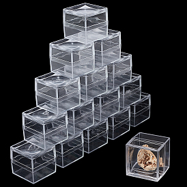 16Pcs Square Transparent Plastic Ring Viewer Magnifier Boxes, Magnifier Cubes for Coins, Jewelry, Stones, Specimens