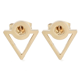 Vacuum Plating 304 Stainless Steel Stud Earrings for Women, Hollow Triangle