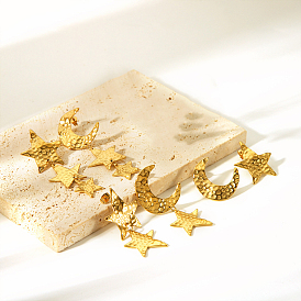 Стильные 304 серьги-гвоздики из нержавеющей стали в форме звезды и луны, асимметричные серьги для женщин