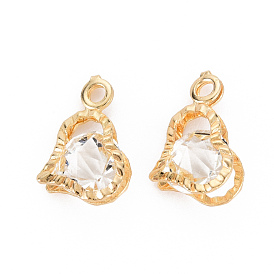 Rack Plating Eco-Friendly Iron Pendants, with Crystal Rhinestone, Cadmium Free & Nickel Free & Lead Free, Heart