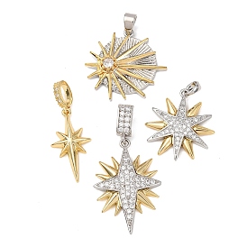 Латунные микропаве прозрачные подвески с фианитом, звезда