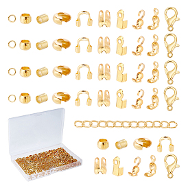 CHGCRAFT DIY Jewelry Making Kits, Including Iron End Chain & Crimp Bead Covers & Bead Tips & Cord Ends & Jump Rings, Brass Crimp Beads, Zinc Alloy Lobster Claw Clasps