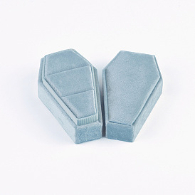 Бархатные коробки для хранения колец в форме гроба с 2-слотами, футляр для хранения двойных колец