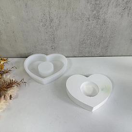Heart Shaped Tealight Candle Holder Silicone Molds, Resin Plaster Cement Casting Molds