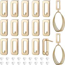 16шт. латунные прямоугольные серьги-гвоздики, с вертикальными петлями и пластиковыми ушными гайками 40шт.