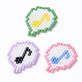 3Pcs 3 Color Handmade MIYUKI Japanese Seed Loom Pattern Seed Beads, Flat Round with Musical Note Pattern Pendants