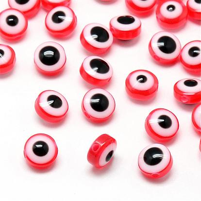 Resin Beads, Flat Round, Evil Eye