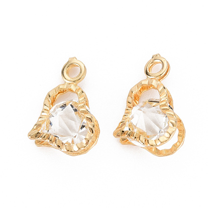 Rack Plating Eco-Friendly Iron Pendants, with Crystal Rhinestone, Cadmium Free & Nickel Free & Lead Free, Heart