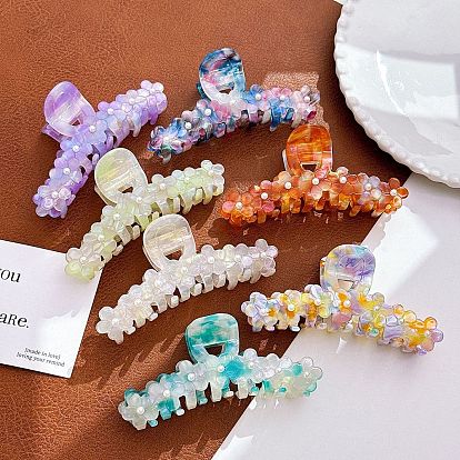 Flower Shape Cellulose Acetate Large Claw Hair Clips, Hair Accessories for Women and Girls