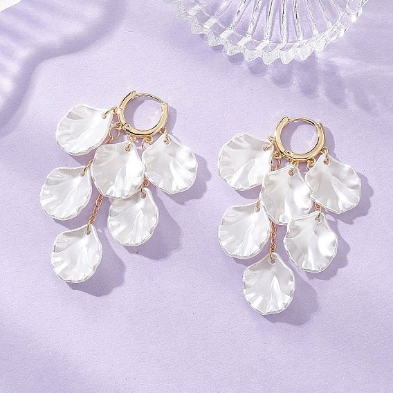 Серьги-люстры из искусственного жемчуга из АБС-пластика «Петалин», с фурнитурой для сережек из латуни и 304 нержавеющей стали