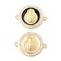 Латунные микропаве из прозрачных кубических цирконий с эмалью, религиозные соединительные подвески., плоская круглая с необработанными звеньями, долговечный, без кадмия и без свинца, стойки покрытие, реальный 18 k позолоченный