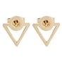 PVD Vacuum Plating 304 Stainless Steel Stud Earrings for Women, Hollow Triangle