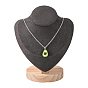 Necklace Bust Display Stand, with Wood Base, Microfiber Cloth and Card Paper