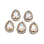 Sew on Rhinestone, Transparent Glass Rhinestone, with Brass Prong Settings, Faceted, Teardrop