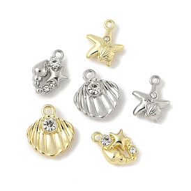 Подвески из сплава и страза, стойки покрытие, без свинца и без кадмия, золотые / платиновые