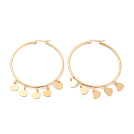 Вакуумное покрытие pvd 201 серьги-кольца из нержавеющей стали с подвеской в виде сердца и 304 булавкой из нержавеющей стали для женщин