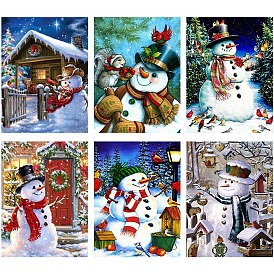 Christmas Theme Snowman DIY Diamond Painting Kits, with Resin Rhinestones, Diamond Sticky Pen, Tray Plate and Glue Clay