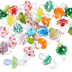 24 кулоны лэмпворк ручной работы, неровный, гриб, кристально чистый