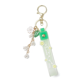 Flower PVC Rope Keychains, with Zinc Alloy Finding