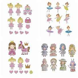 Cartoon Princess/Ballet Girl/Fairy DIY Diamond Painting Sticker Kit, Including Resin Rhinestones Bag, Diamond Sticky Pen, Tray Plate and Glue Clay