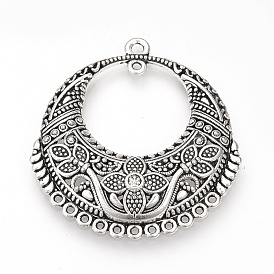 Тибетский стиль компоненты сплава люстра ссылки, без кадмия и без свинца, плоско-круглые