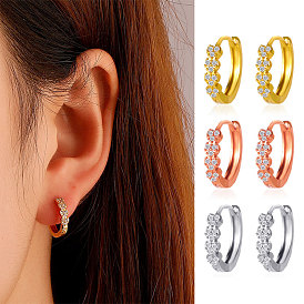 Geometric Copper Plated Round Earrings with Rhinestones for Fashionable and Personalized Look