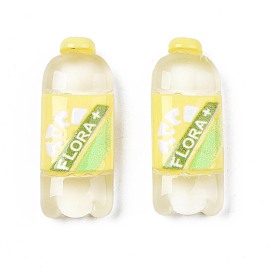 Translucence Resin Cabochons, Bottle with Word Flora