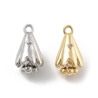 Латунные микро проложить кубического циркония подвески, без кадмия, без никеля и без свинца, подвески-тюльпаны полые
