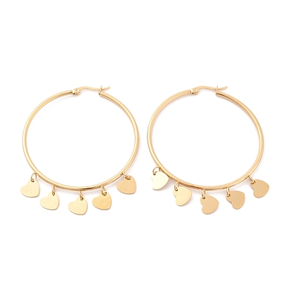 Вакуумное покрытие pvd 201 серьги-кольца из нержавеющей стали с подвеской в виде сердца и 304 булавкой из нержавеющей стали для женщин