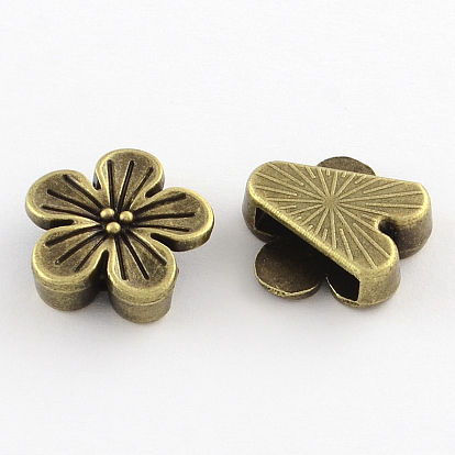 Тибетский стиль цветок сплава слайд прелести, без кадмия и без свинца, 16x16.5x5 мм, Отверстие : 12x3 мм , около 444 шт / 1000 г
