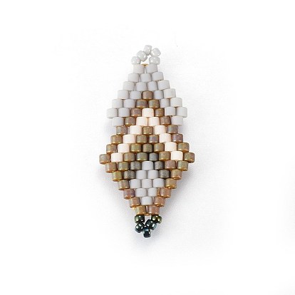 MIYUKI & TOHO Handmade Japanese Seed Beads Links, Loom Pattern, Double Rhombus