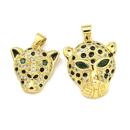 Латунные микро проложить кубического циркония подвески, без кадмия, без никеля и без свинца, эмалированные подвески в виде головы леопарда