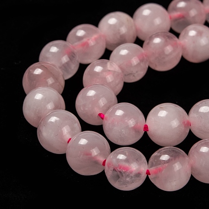 Natural Madagascar Rose Quartz Beads Strads, Grade AB, Round