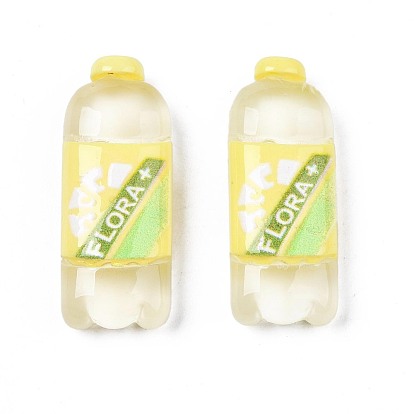 Translucence Resin Cabochons, Bottle with Word Flora