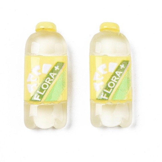 Translucence Resin Cabochons, Bottle with Word Flora