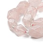 Natural Rose Quartz Beads Strands, with Seed Beads, Faceted, Polygon