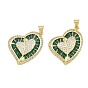 Латунные микро проложить кубического циркония подвески, сердце, со стеклом