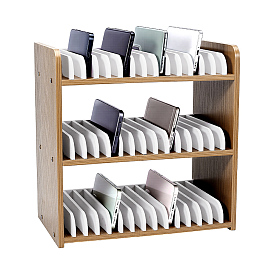 Boîte de rangement en bois pour téléphone portable, support de téléphone portable, boîte de rangement organisateur de bureau pour bureau de classe