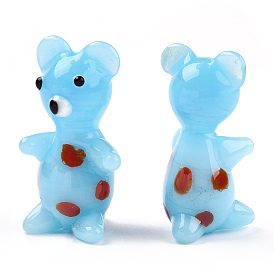 Handmade Lampwork Home Decorations, 3D Bear Ornaments for Gift