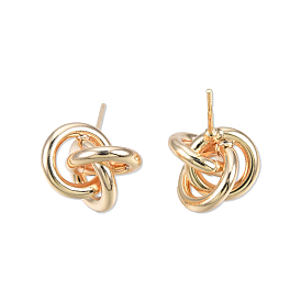Brass Knot Stud Earrings for Women, Cadmium Free & Nickel Free & Lead Free
