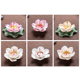 Brûleurs d'encens en porcelaine, porte-encens lotus avec feuilles, bureau à domicile salon de thé fournitures bouddhistes zen