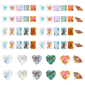 PandaHall Elite 56Pcs Cubic Zirconia Cabochons, AB Color Plated, Faceted, Mixed Shape