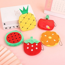 Cartoon Style Cloth Wallets, Change Purse with Zipper & Keychain, for Women