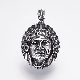 304 Stainless Steel Pendants, Native American Charm